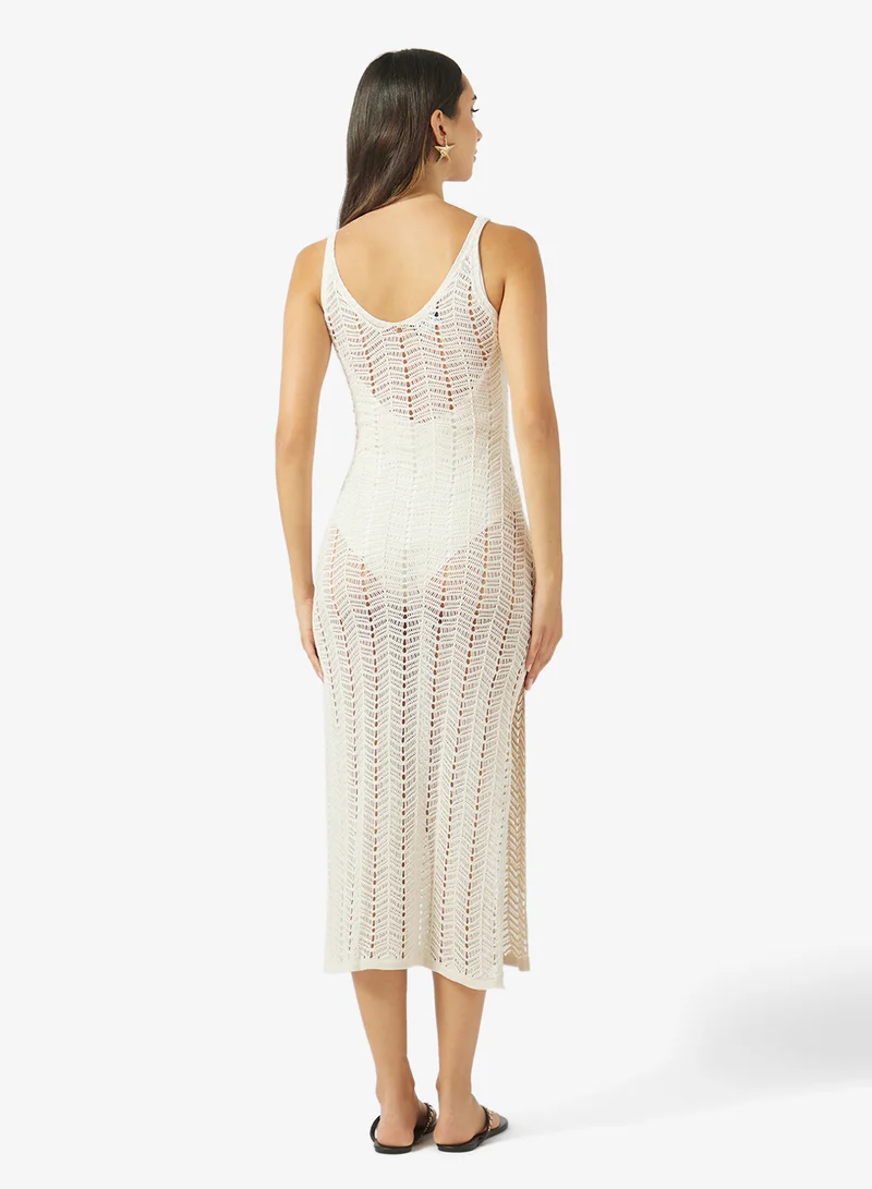 جينجر Strappy Crochet Beach Dress
