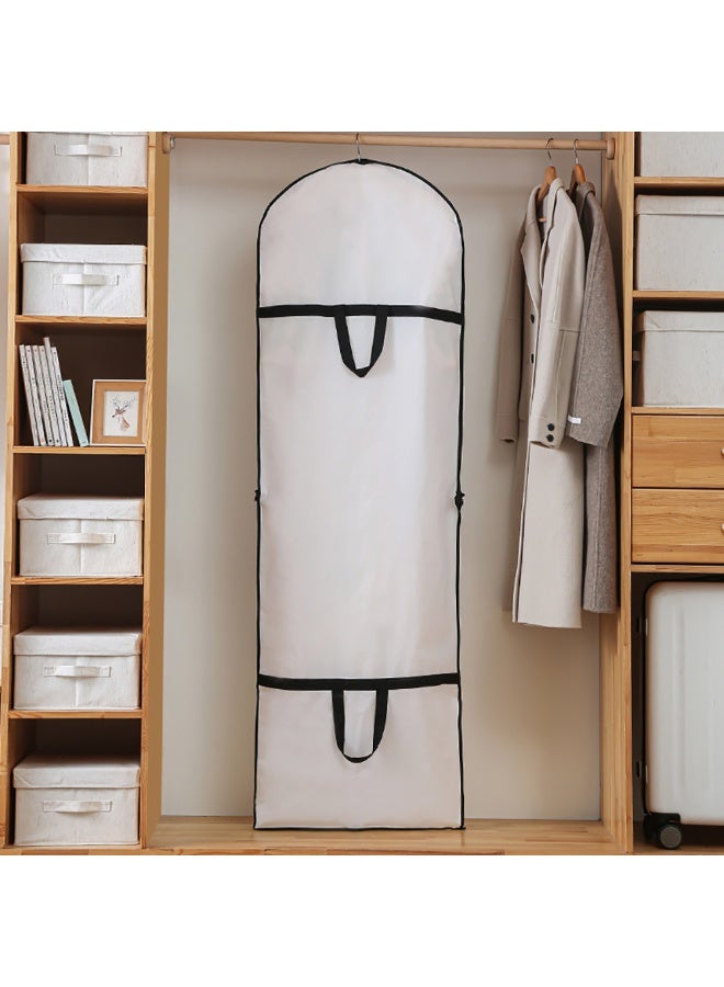حقيبة ملابس طويلة جدًا 2 قطعة 70 بوصة أغطية غبار ملابس طويلة جدًا مع سحاب ل القمصان والمعاطف والفساتين والبدلات والفساتين غطاء ملابس محمول قابل للطي للسفر والاستخدام المنزلي (أبيض) - Image 4