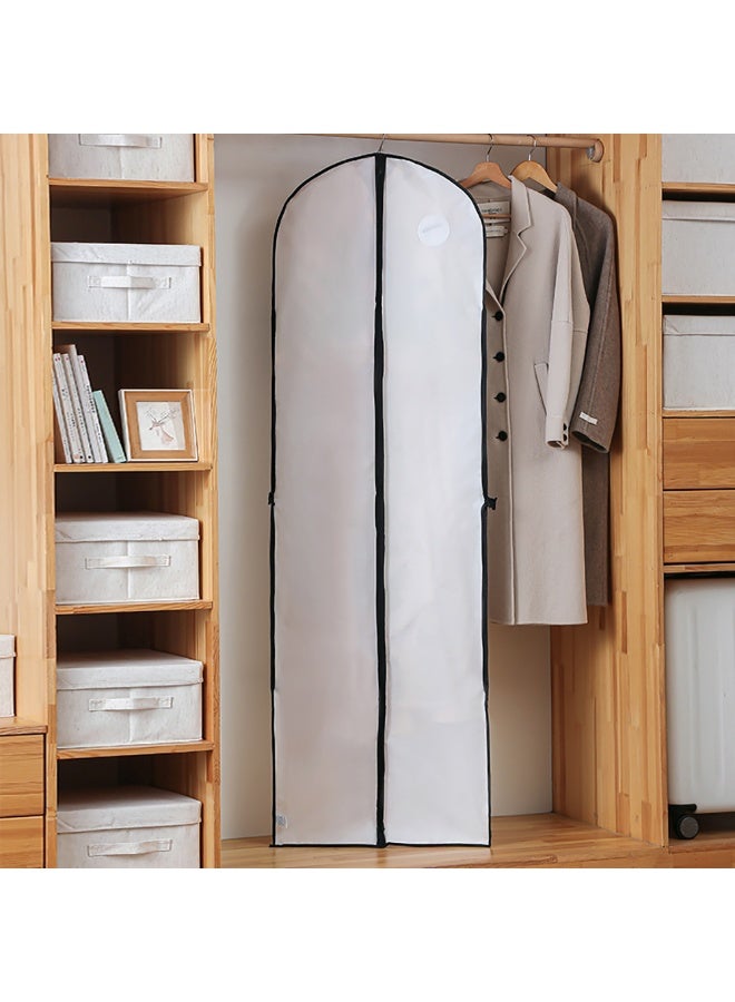 حقيبة ملابس طويلة جدًا 2 قطعة 70 بوصة أغطية غبار ملابس طويلة جدًا مع سحاب ل القمصان والمعاطف والفساتين والبدلات والفساتين غطاء ملابس محمول قابل للطي للسفر والاستخدام المنزلي (أبيض) - Image 3