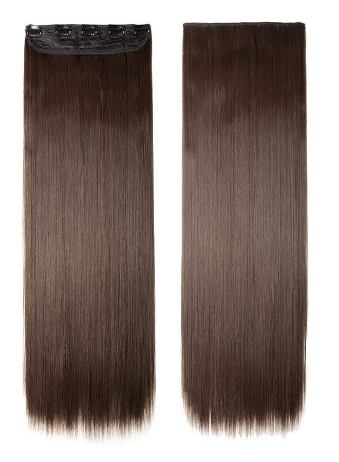 Osking Synthetic Straight 3/4 Full Head One Piece 5 Clips Hair Extensions (Dark Brown, 24/26-inch) - Image 3
