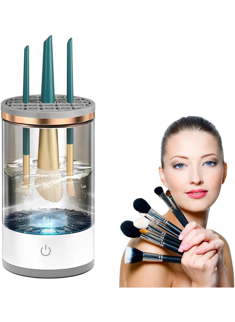 VIO Automatic Makeup Brush Cleaner Electric Beauty Tools Cleaning Spinner Machine for All Size Types of Brushes USB Charging Portable Daily Use Travel Best Gifts For Girls Women Mom Wife White  - Image 1