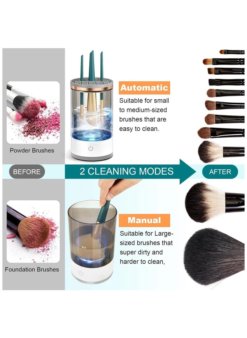 VIO Automatic Makeup Brush Cleaner Electric Beauty Tools Cleaning Spinner Machine for All Size Types of Brushes USB Charging Portable Daily Use Travel Best Gifts For Girls Women Mom Wife White  - Image 4