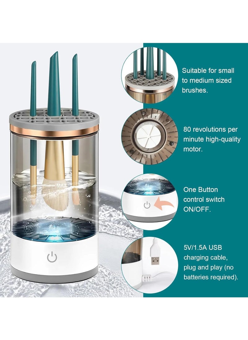 VIO Automatic Makeup Brush Cleaner Electric Beauty Tools Cleaning Spinner Machine for All Size Types of Brushes USB Charging Portable Daily Use Travel Best Gifts For Girls Women Mom Wife White  - Image 3