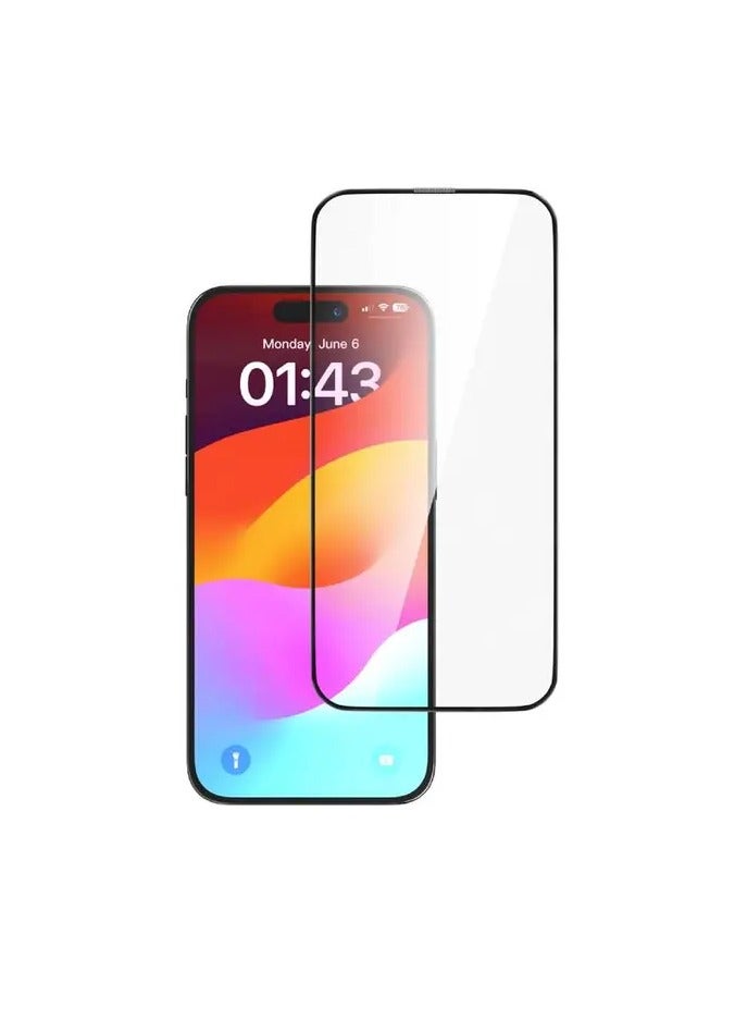 devia Star Series Full Screen Entire View Tempered Glass for iPhone 15 Pro Max - Black - Image 1