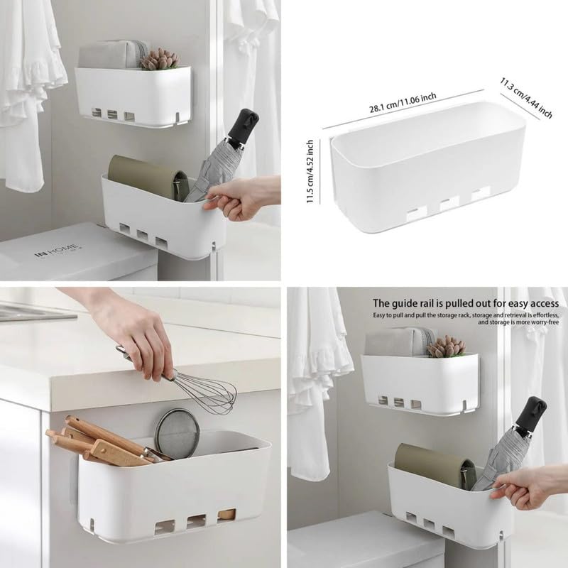Fayby Plastic Wall Mounted Kitchen Drawer Shelf Cabinet Side Hanging Storage Box Home Organization Storage Kitchen Utility Organizer Compact Space Saver Bathroom Essentials 1 Pcs - Image 2