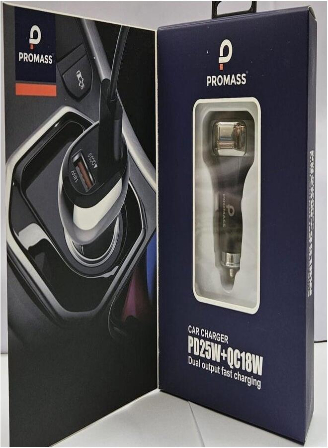 بروماس شاحن سريع بمخرجين PD25W+QC18W باللون الأسود - Image 3