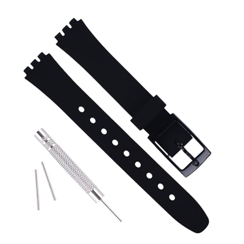 OliBoPo Replacement 12mm Waterproof Silicone Rubber Watch Strap Watch Band for Swatch (12mm, Black) - Image 1