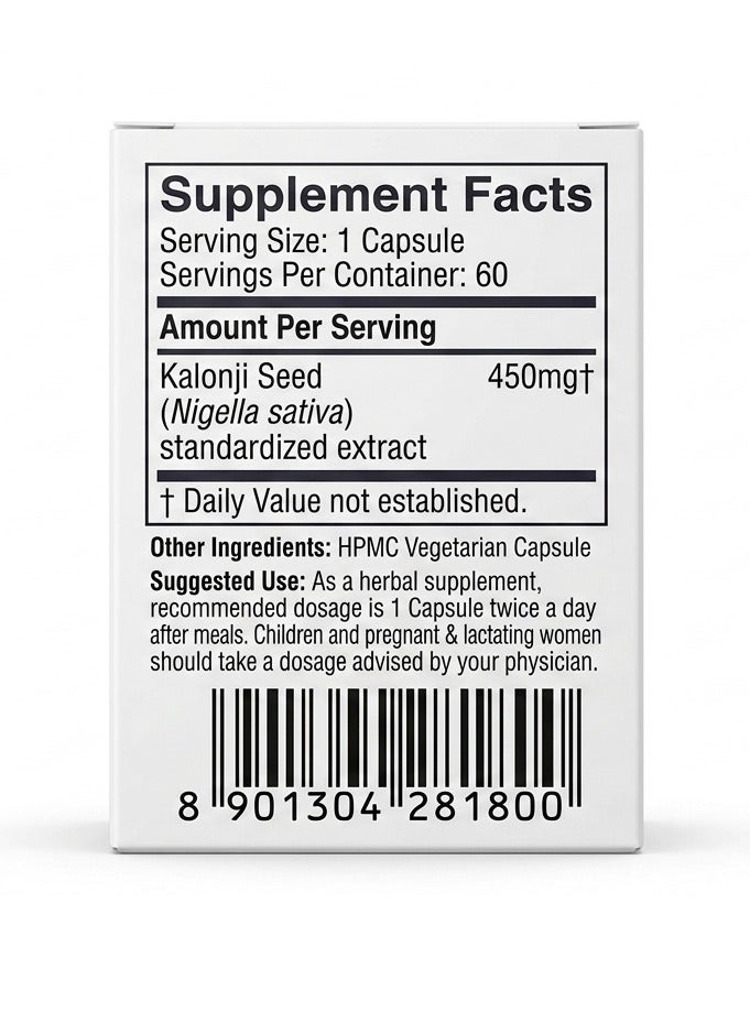 VEDAONE Kalonji Black Seed Supplement 60 Veg Capsules - Image 3