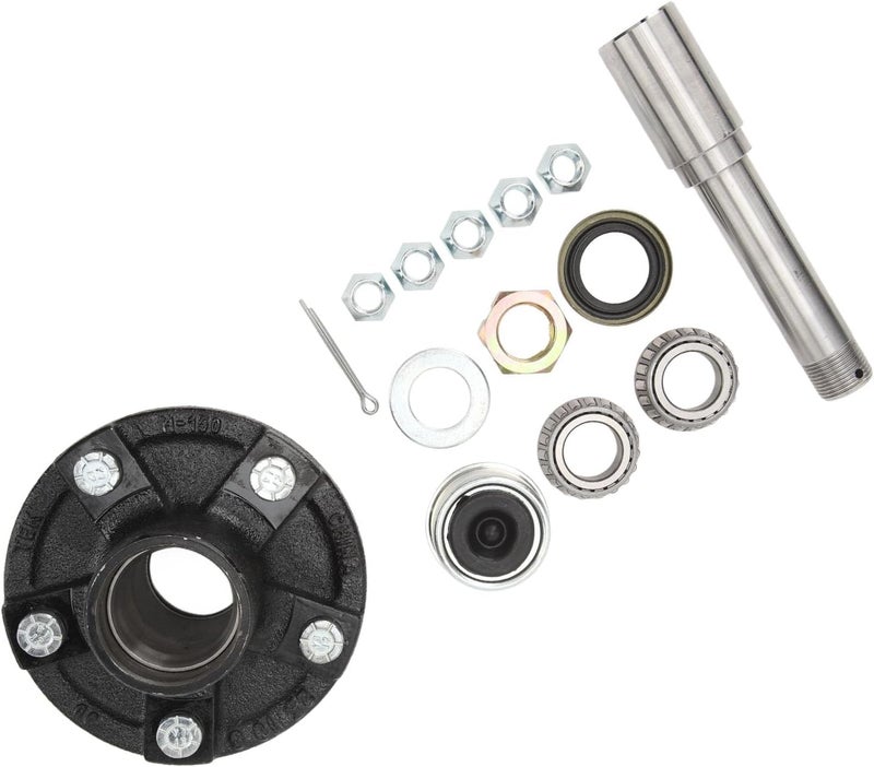 Acouto 2000 Lbs Trailer Axle Spindle Kit with 5 On 4.5 in Idler Hu Trailer Axle Spindle, 2000 Lbs, Hub Kit, Idler Hub, Boat, tra - Image 1