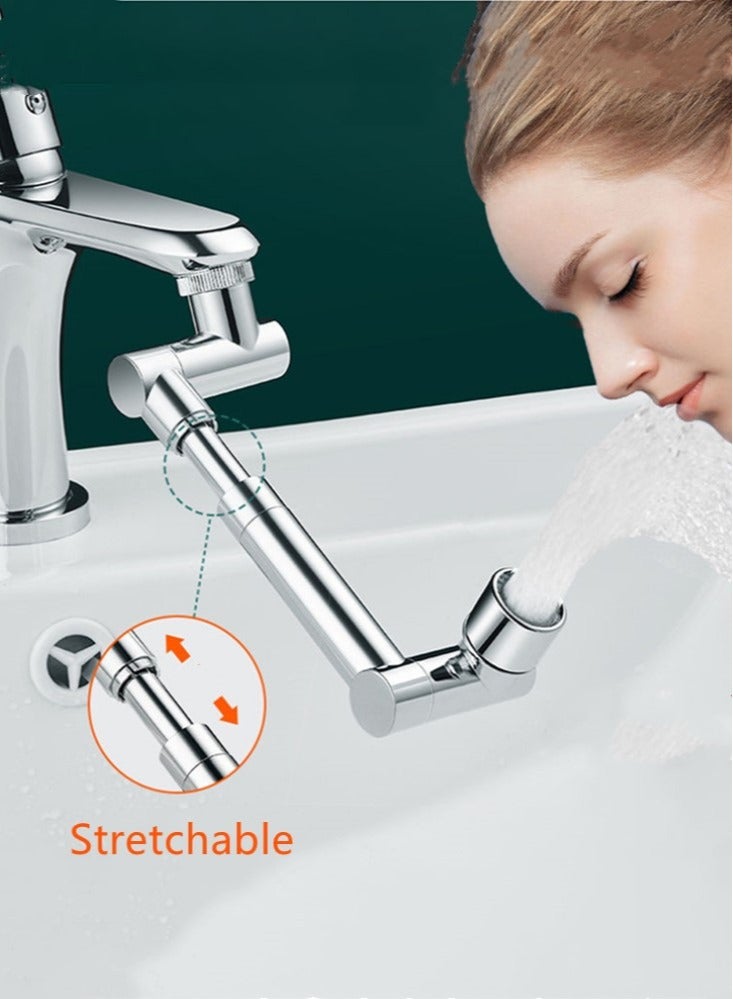 كوتيس 1-قطعة 1440 درجة قطب بالوعة صنبور مهوية دائم صنبور مقاوم للرذاذ فضي ممتد 18.7x17.3x2.5 سم - Image 1