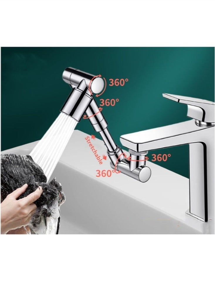 كوتيس 1-قطعة 1440 درجة قطب بالوعة صنبور مهوية دائم صنبور مقاوم للرذاذ فضي ممتد 18.7x17.3x2.5 سم - Image 2