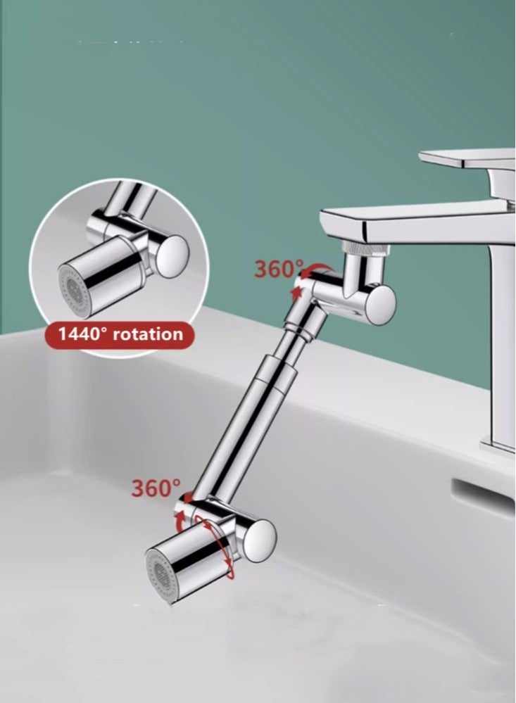 كوتيس 1-قطعة 1440 درجة قطب بالوعة صنبور مهوية دائم صنبور مقاوم للرذاذ فضي ممتد 18.7x17.3x2.5 سم - Image 4