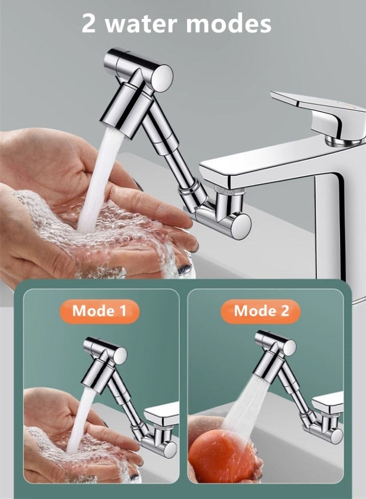 كوتيس 1-قطعة 1440 درجة قطب بالوعة صنبور مهوية دائم صنبور مقاوم للرذاذ فضي ممتد 18.7x17.3x2.5 سم - Image 5