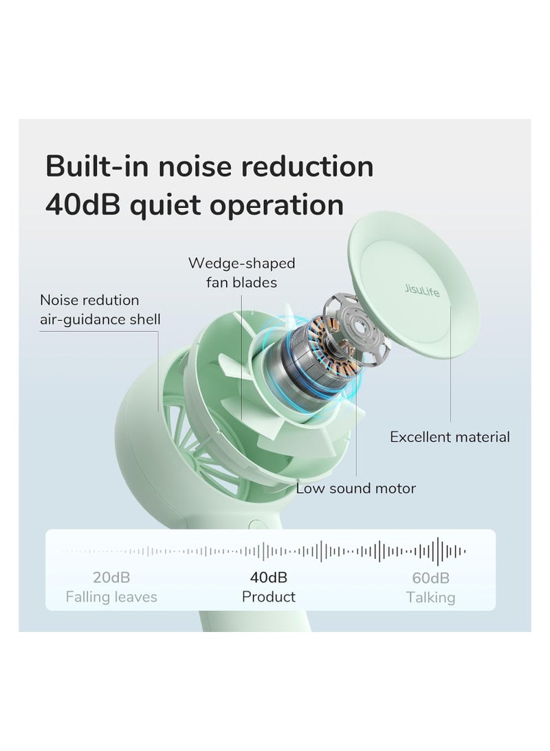 JISULIFE Portable Handheld Turbo Fan [18H Max Cooling Time], USB Rechargeable Personal Battery Operated Lash Small Pocket Fan with 5 Speeds - Image 3