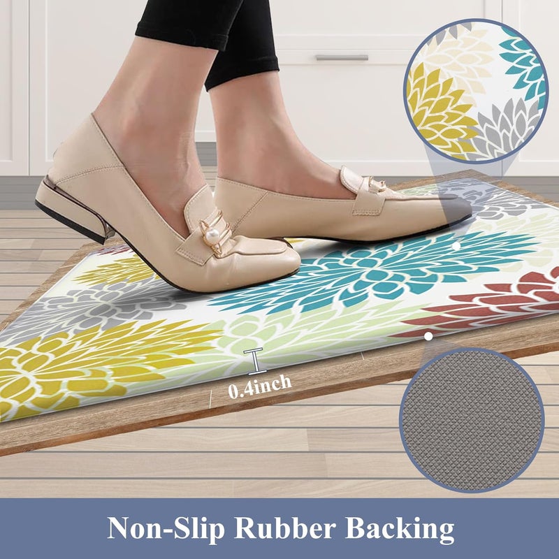 HEBE Anti Fatigue Kitchen Rug Sets 2 Piece Non Slip Kitchen Mats for Floor Cushioned Kitchen Rugs and Mats Waterproof Comfort Standing Mat Runner for Kitchen,Home Office,Sink,Laundry - Image 4