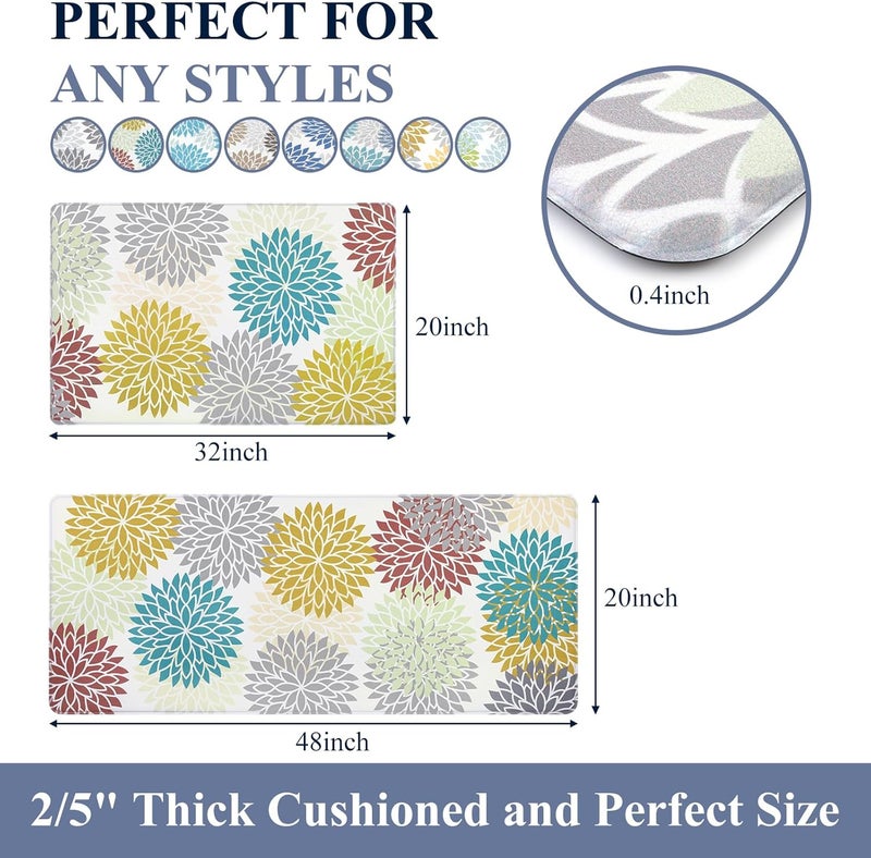 HEBE Anti Fatigue Kitchen Rug Sets 2 Piece Non Slip Kitchen Mats for Floor Cushioned Kitchen Rugs and Mats Waterproof Comfort Standing Mat Runner for Kitchen,Home Office,Sink,Laundry - Image 2