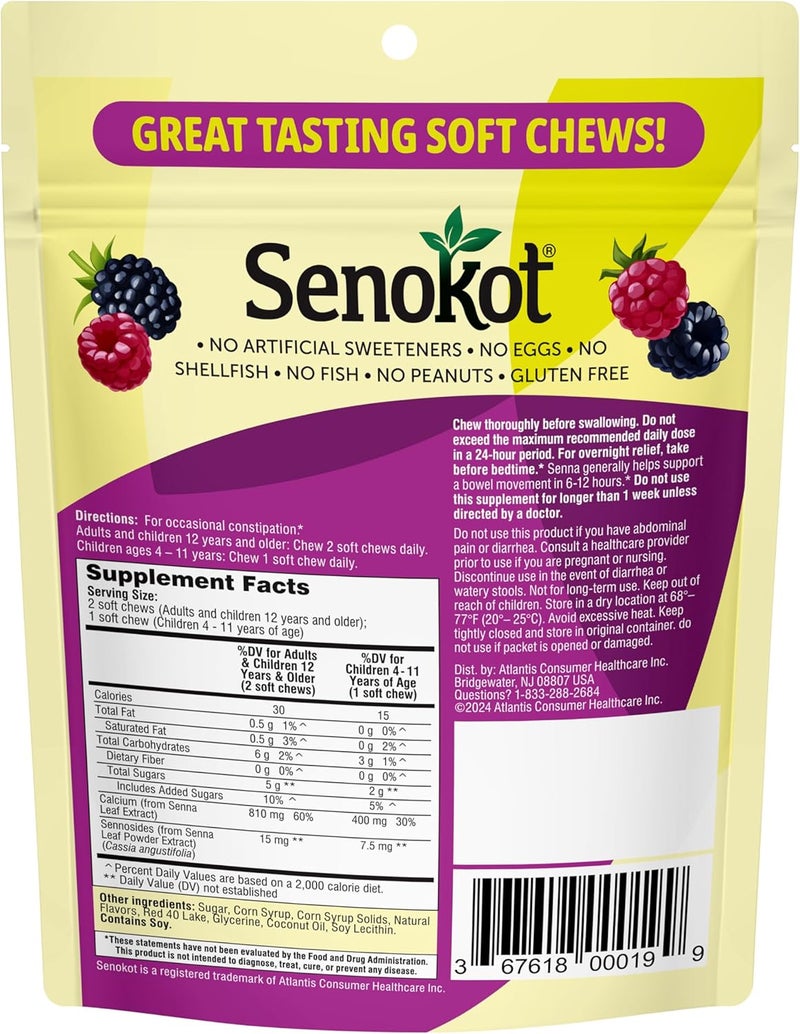 Senokot Laxative Soft Chews Overnight Constipation Relief with Senna Extract 42 Mixed Berry Chews - Image 2