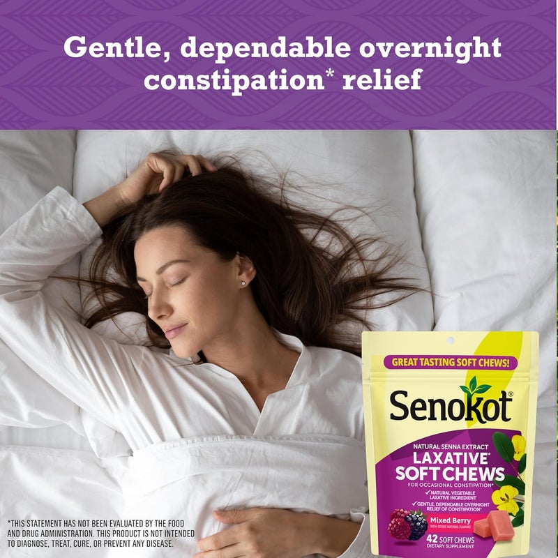 Senokot Laxative Soft Chews Overnight Constipation Relief with Senna Extract 42 Mixed Berry Chews - Image 4