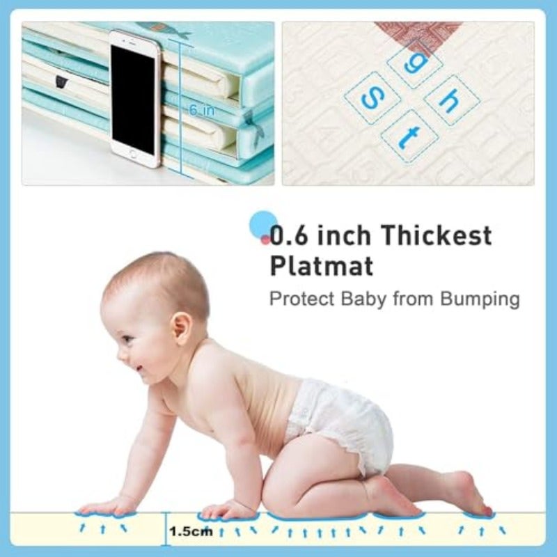 Foldable Baby Play MatFoam Baby Mat for Floor with Storage Bag Waterproof Crawling Mat for Toddlers and Infants Non Slip Playmat for Babies 200 180 1.5CM (Car Deer) - Image 3
