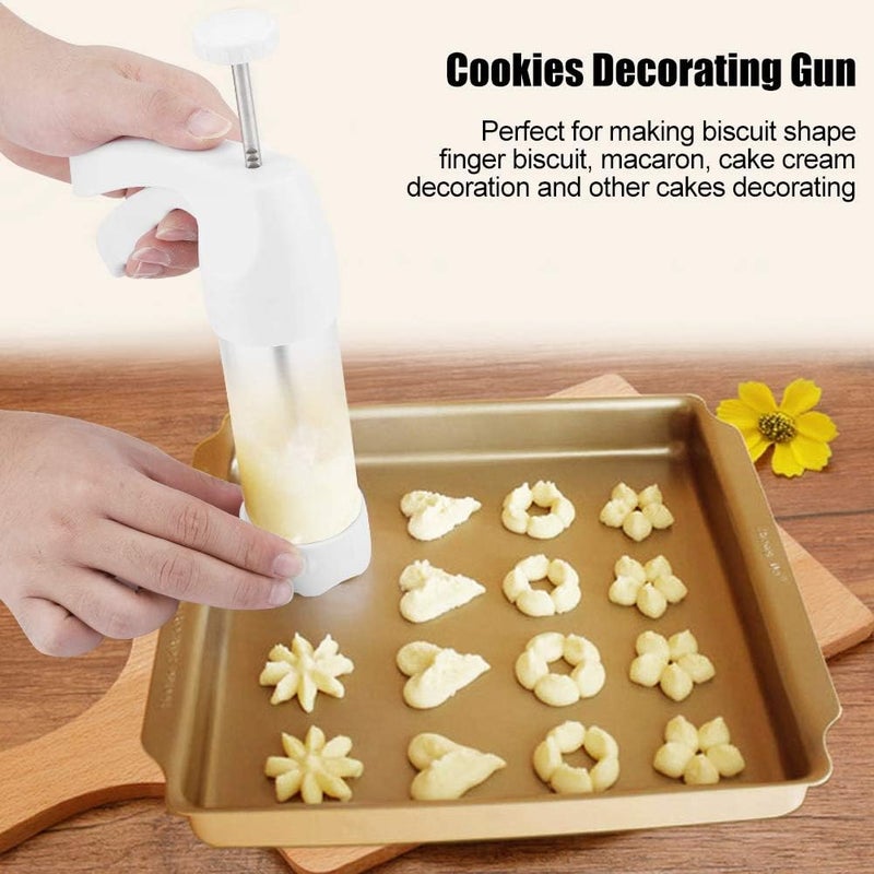 klarako Cookie Maker Press Gun Kit, Multifunctional Icing Decorating Gun Flower Press Sets with 12 Different Flower Pces and 6 Different Cream Nozzles for Cake Decorating for Beginner and Professional Use - Image 2