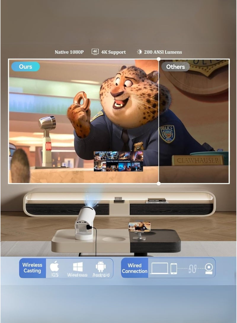 Portable Projector Pocket 5G WIFI Android11.0 Support 130 Inches Home Theater Full HD for Indoor Outdoor Home Birthday Gift Compatible with TV Stick/HDMI/USB/PS5/iOS/PS4  - Image 2