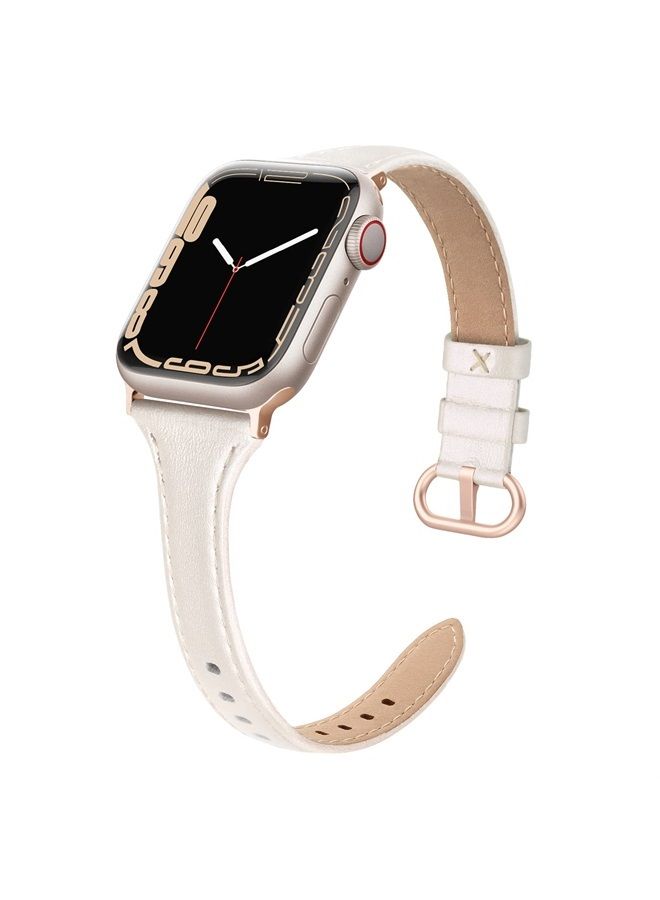 SWEES Leather Band Compatible for Apple Watch 38mm 40mm 41mm, Slim Thin Dressy Elegant Genuine Leather Strap Compatible for iWatch Series 8, 7, 6, 5, 4, 3, 2, 1, SE, Sport & Edition Women Lightbrown - Image 1