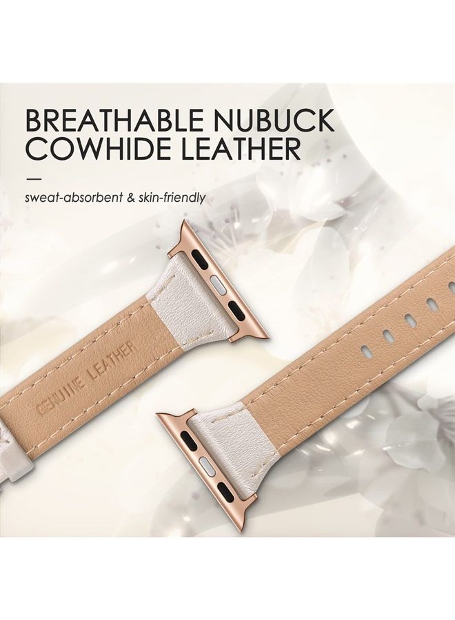 SWEES Leather Band Compatible for Apple Watch 38mm 40mm 41mm, Slim Thin Dressy Elegant Genuine Leather Strap Compatible for iWatch Series 8, 7, 6, 5, 4, 3, 2, 1, SE, Sport & Edition Women Lightbrown - Image 3