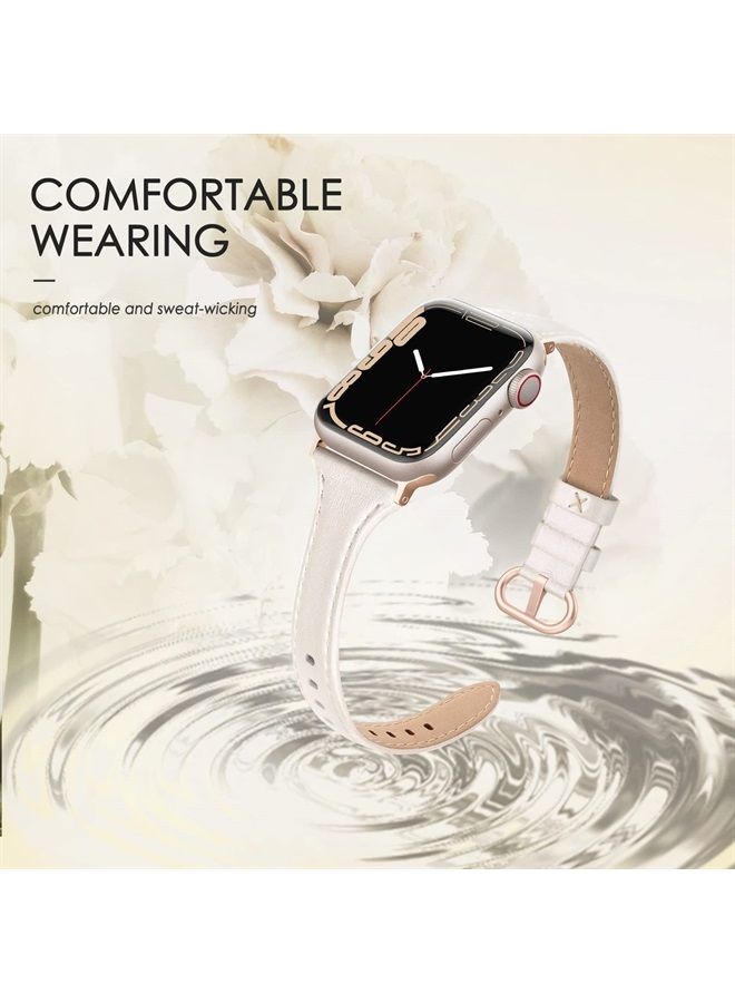 SWEES Leather Band Compatible for Apple Watch 38mm 40mm 41mm, Slim Thin Dressy Elegant Genuine Leather Strap Compatible for iWatch Series 8, 7, 6, 5, 4, 3, 2, 1, SE, Sport & Edition Women Lightbrown - Image 5