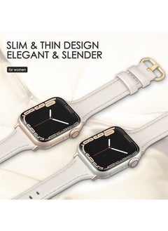 SWEES Leather Band Compatible for Apple Watch 38mm 40mm 41mm, Slim Thin Dressy Elegant Genuine Leather Strap Compatible for iWatch Series 8, 7, 6, 5, 4, 3, 2, 1, SE, Sport & Edition Women Lightbrown  - Image 4