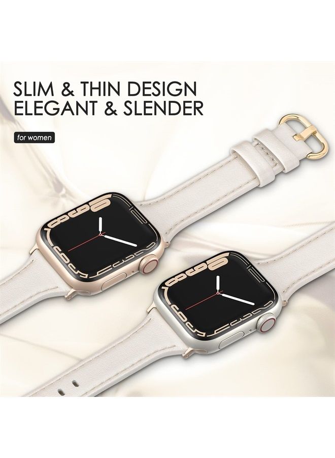SWEES Leather Band Compatible for Apple Watch 38mm 40mm 41mm, Slim Thin Dressy Elegant Genuine Leather Strap Compatible for iWatch Series 8, 7, 6, 5, 4, 3, 2, 1, SE, Sport & Edition Women Lightbrown - Image 4