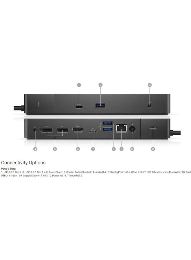 ديل محطة إرساء الكمبيوتر Thunderbolt بقدرة 180 وات WD19TBS - Image 3