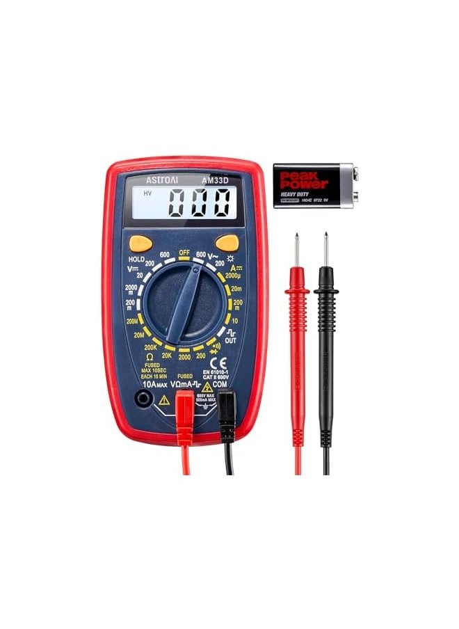 AstroAI - AstroAI Digital Multimeter Voltmeter Ohmmeter Ammeter Multi Tester Meter with Backlit LCD Electronic Test Meter Measures Voltage, Current, Resistance; Tests Continuity, Diode - Image 1