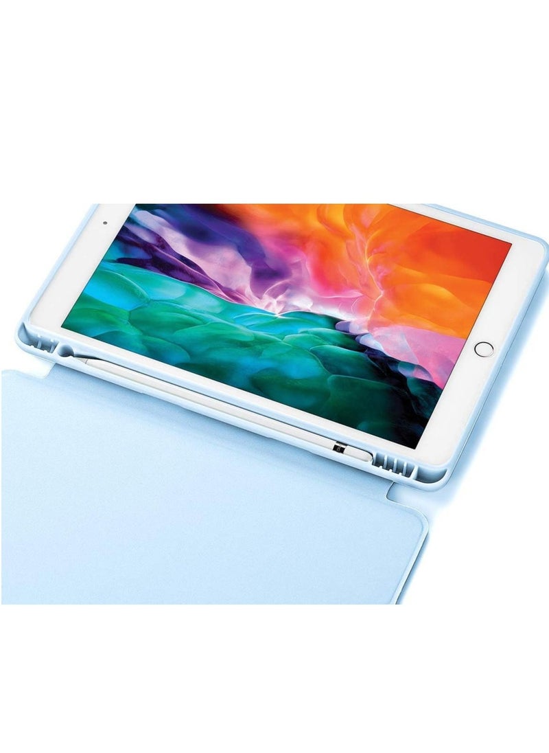 Raxoom Compatible iPad 10.2-Inch Case (9th/8th/7th Generation, 2021/2020/2019) with Pencil Holder - Slim Soft TPU Smart Trifold Stand Protective Full Body Cover, Auto Sleep/Wake - Light Blue - Image 5
