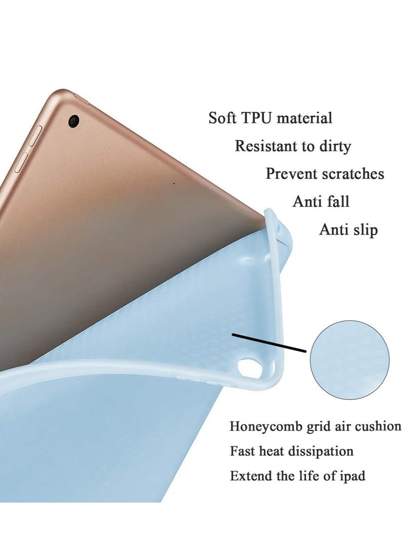 Raxoom Compatible iPad 10.2-Inch Case (9th/8th/7th Generation, 2021/2020/2019) with Pencil Holder - Slim Soft TPU Smart Trifold Stand Protective Full Body Cover, Auto Sleep/Wake - Light Blue - Image 2