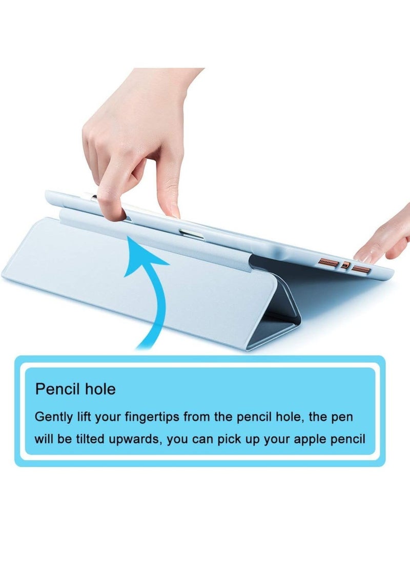 Raxoom Compatible iPad 10.2-Inch Case (9th/8th/7th Generation, 2021/2020/2019) with Pencil Holder - Slim Soft TPU Smart Trifold Stand Protective Full Body Cover, Auto Sleep/Wake - Light Blue - Image 4