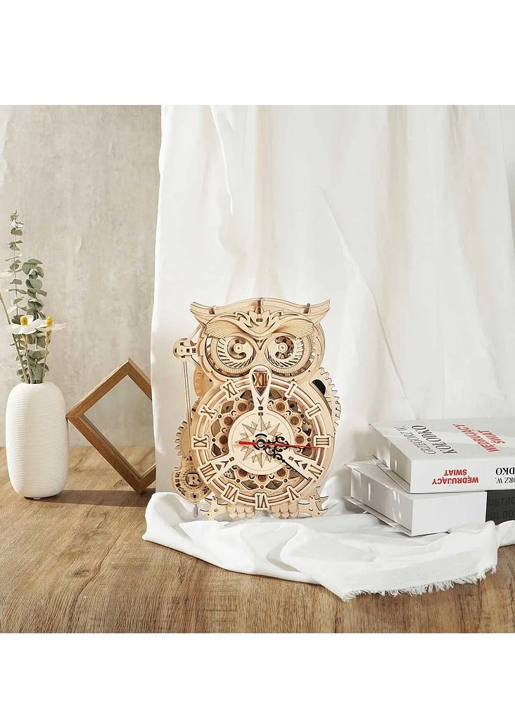 Owl Clock Mechanical Gears LK503, Assembly Brain Teaser 3D Wooden Puzzle DIY Build Model Crafts Kits, Unique Home Decor Birthday Gifts for Teens or Adults - Image 3