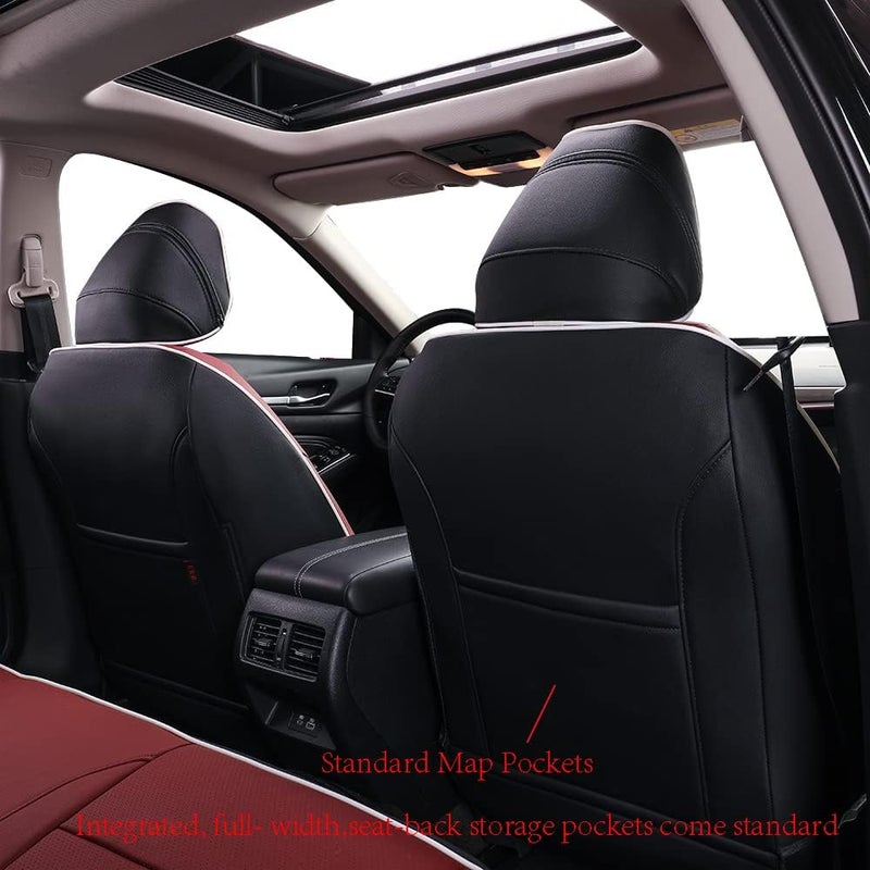 EKR Custom Fit Full Set Car Seat Covers for Nissan Altima 2013-2018 - Burgundy Leatherette - Image 3