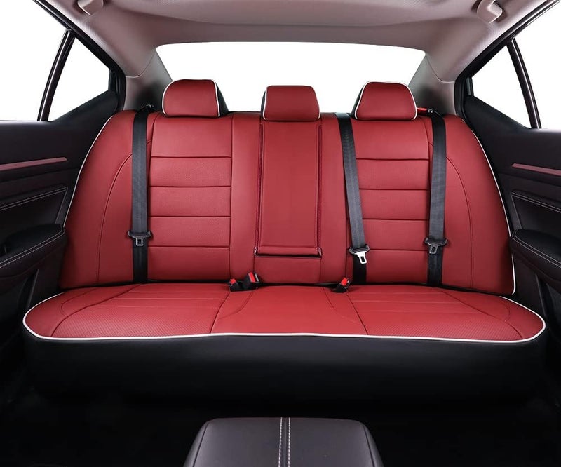EKR Custom Fit Full Set Car Seat Covers for Nissan Altima 2013-2018 - Burgundy Leatherette - Image 4