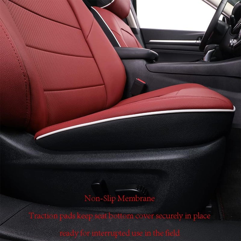 EKR Custom Fit Full Set Car Seat Covers for Nissan Altima 2013-2018 - Burgundy Leatherette - Image 2
