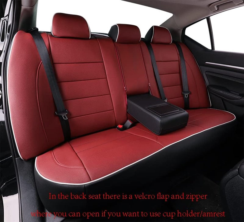 EKR Custom Fit Full Set Car Seat Covers for Nissan Altima 2013-2018 - Burgundy Leatherette - Image 5