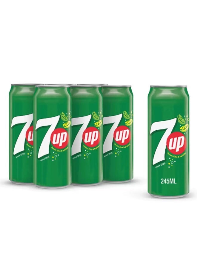 مشروبات غازية 7 أب بنكهة الليمون واللايم في علبة - 6X245مل