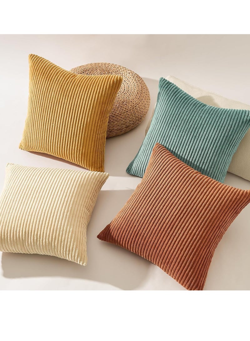 Loquat Decorative Throw Pillow Covers Cushion Cases, Set of 4 Soft Velvet Modern Double-Sided Designs, Mix and Match for Boho Farmhouse Fall Home Decor (45*45cm) - Image 5