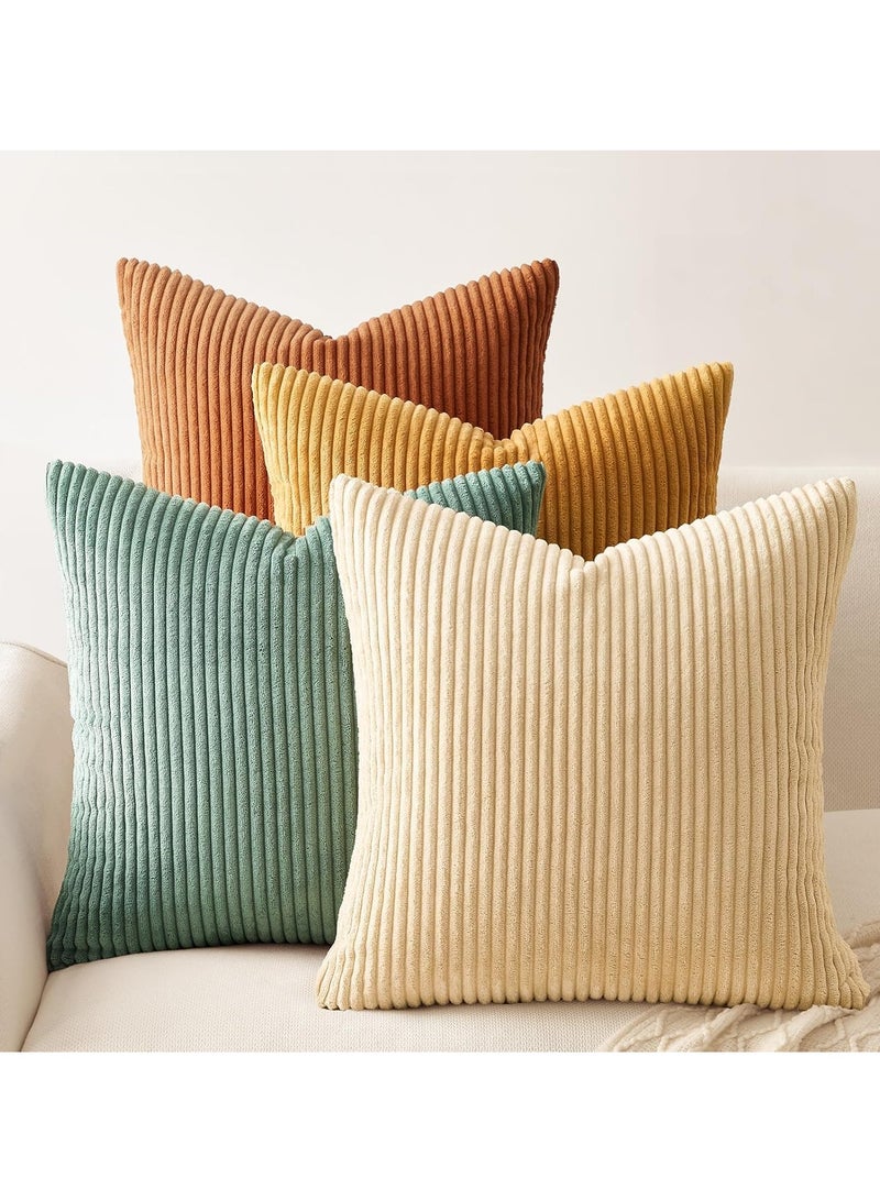 Loquat Decorative Throw Pillow Covers Cushion Cases, Set of 4 Soft Velvet Modern Double-Sided Designs, Mix and Match for Boho Farmhouse Fall Home Decor (45*45cm) - Image 1