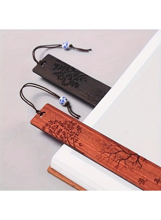 2pcs Vintage Mahogany Bookmarks Intricate Carving Elegant Reading Accessories Student Office - Image 4