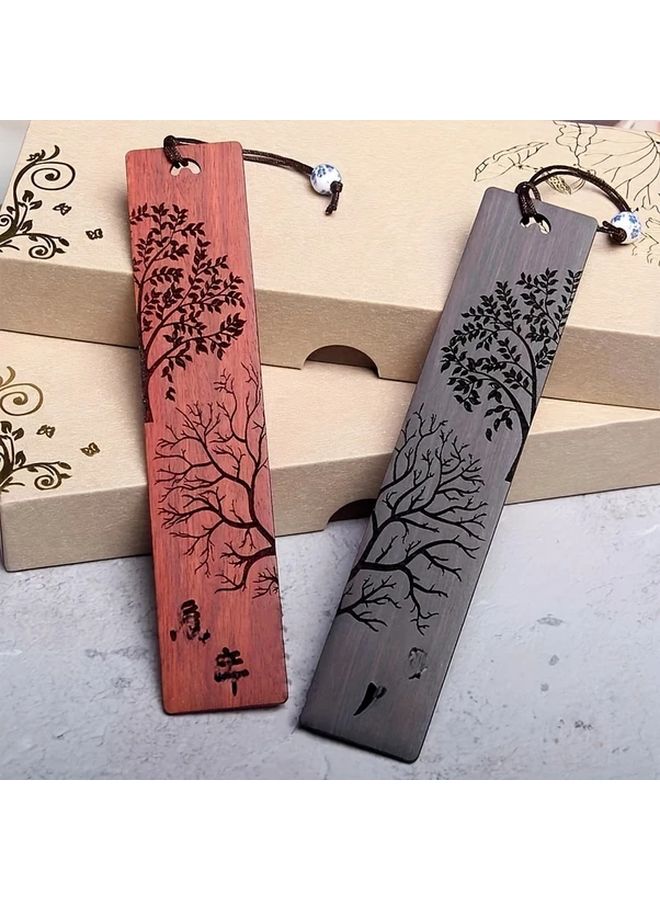 2pcs Vintage Mahogany Bookmarks Intricate Carving Elegant Reading Accessories Student Office - Image 5