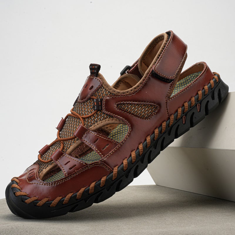 Genuine Leather Men'S Sandals Beach Shoes Large Size Breathable Sandals Vintage Handmade Shoes Summer Casual Men'S Leather Shoes - Image 3