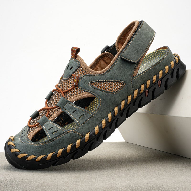 Genuine Leather Men'S Sandals Beach Shoes Large Size Breathable Sandals Vintage Handmade Shoes Summer Casual Men'S Leather Shoes - Image 4