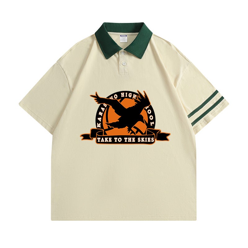 Volleyball Junior Animation Short-sleeved T-shirt Men's and Women's Uno College Volleyball Department Xigu Evening Retro Polo Shirt Summer New - Image 1