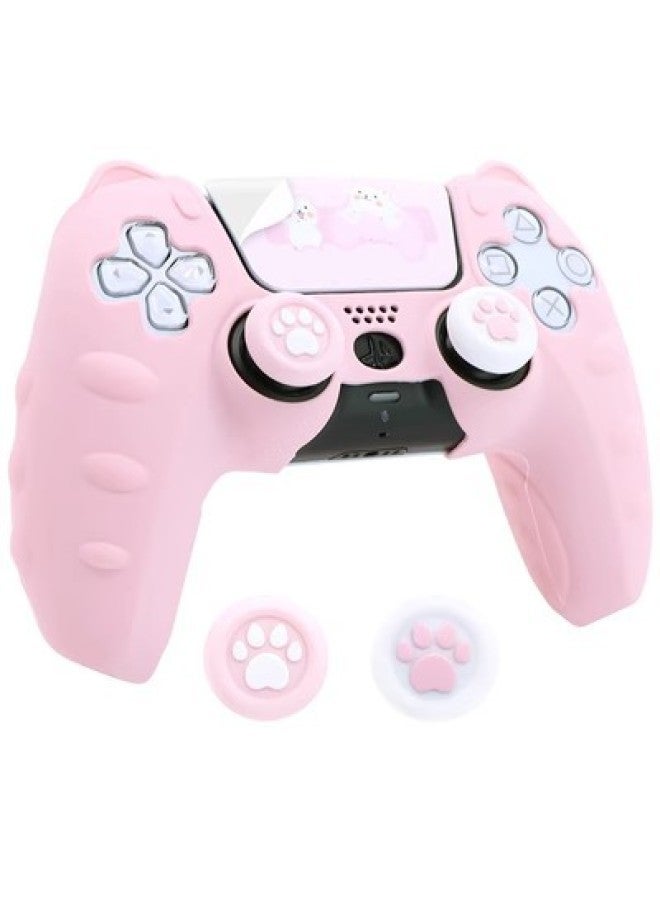 Black Myth Wukong PS5 Silicone Case P5 Game Handle Protective Case Drop-resistant Scratch-resistant Rocker Cap For Hair-Product Color:Cat Ear Powder - Image 1