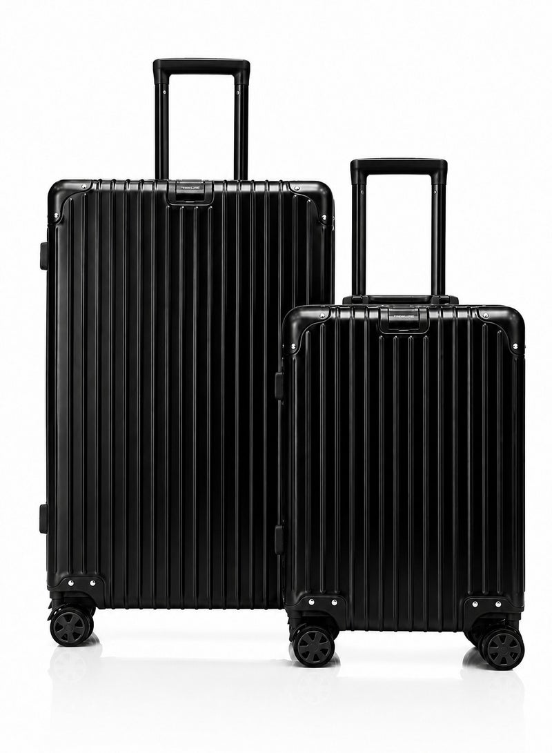 100% Genuine Full Aluminum Travel Suitcase featuring a premium aluminum shell, 360° dual spinner wheels, secure safety lock, telescopic handle, available in 20-inch and 28-inch sizes, offered in multiple colors, and includes a free silicone protective cover as a complimentary gift. - Image 1